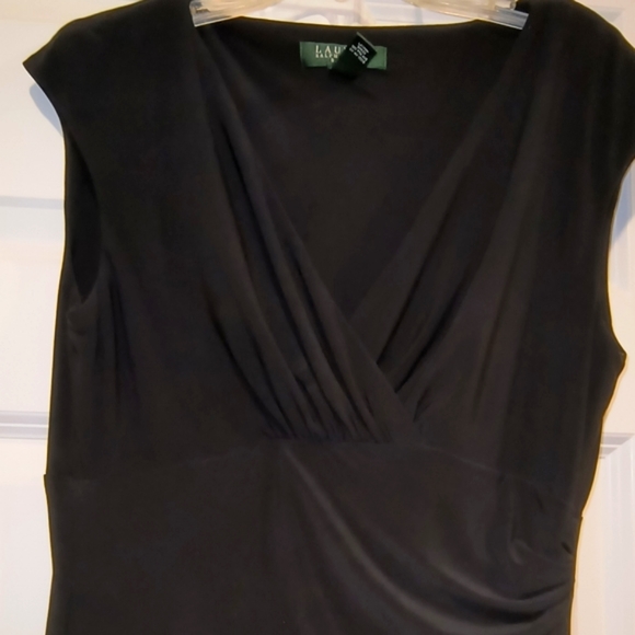 Lauren Ralph Lauren Beautiful Classic Jet Black Draped Dress (Size 6) - Picture 6 of 11